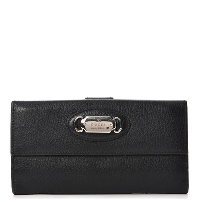 Gucci Dollar Calfskin Punch Continental Flap Wallet Black 1 of 8