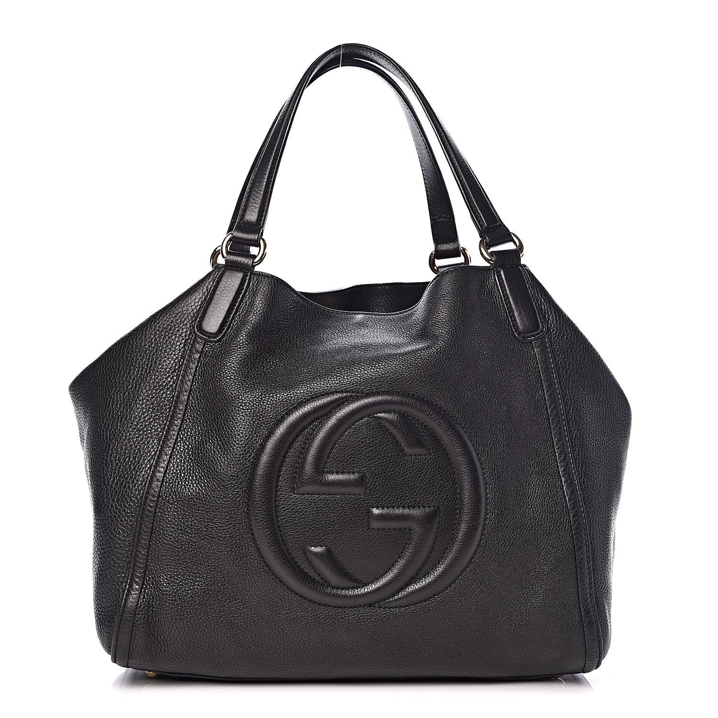 Pebbled Calfskin Medium Soho Shoulder Bag Black