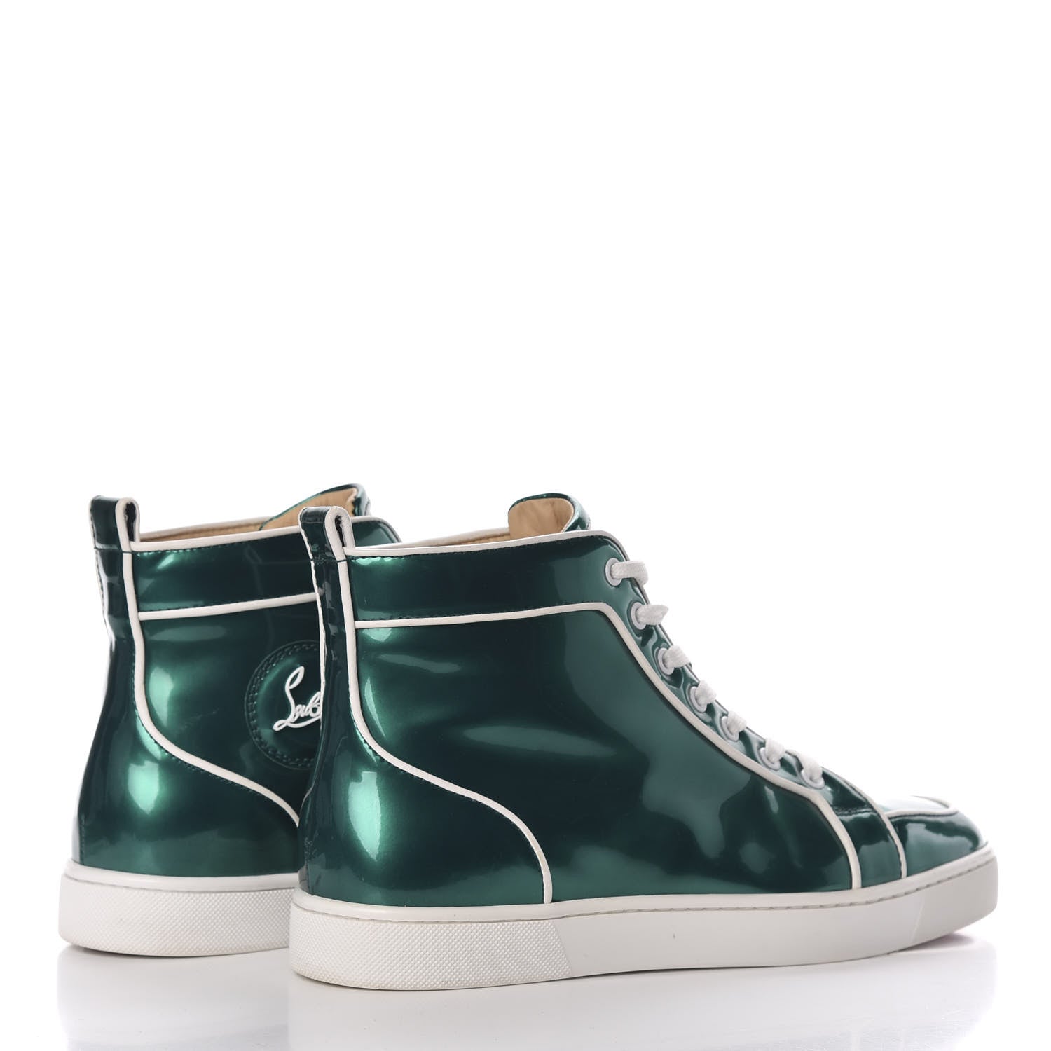 Christian Louboutin Glossy Patent Nappa Mens Rantus Orlato Flat Sneakers 41.5 Green Latte 4 of 8