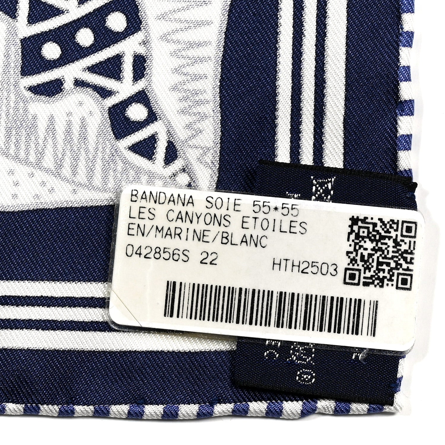 Hermes Silk Les Canyons Etoiles Bandana Scarf 55 Marine White 2 of 3