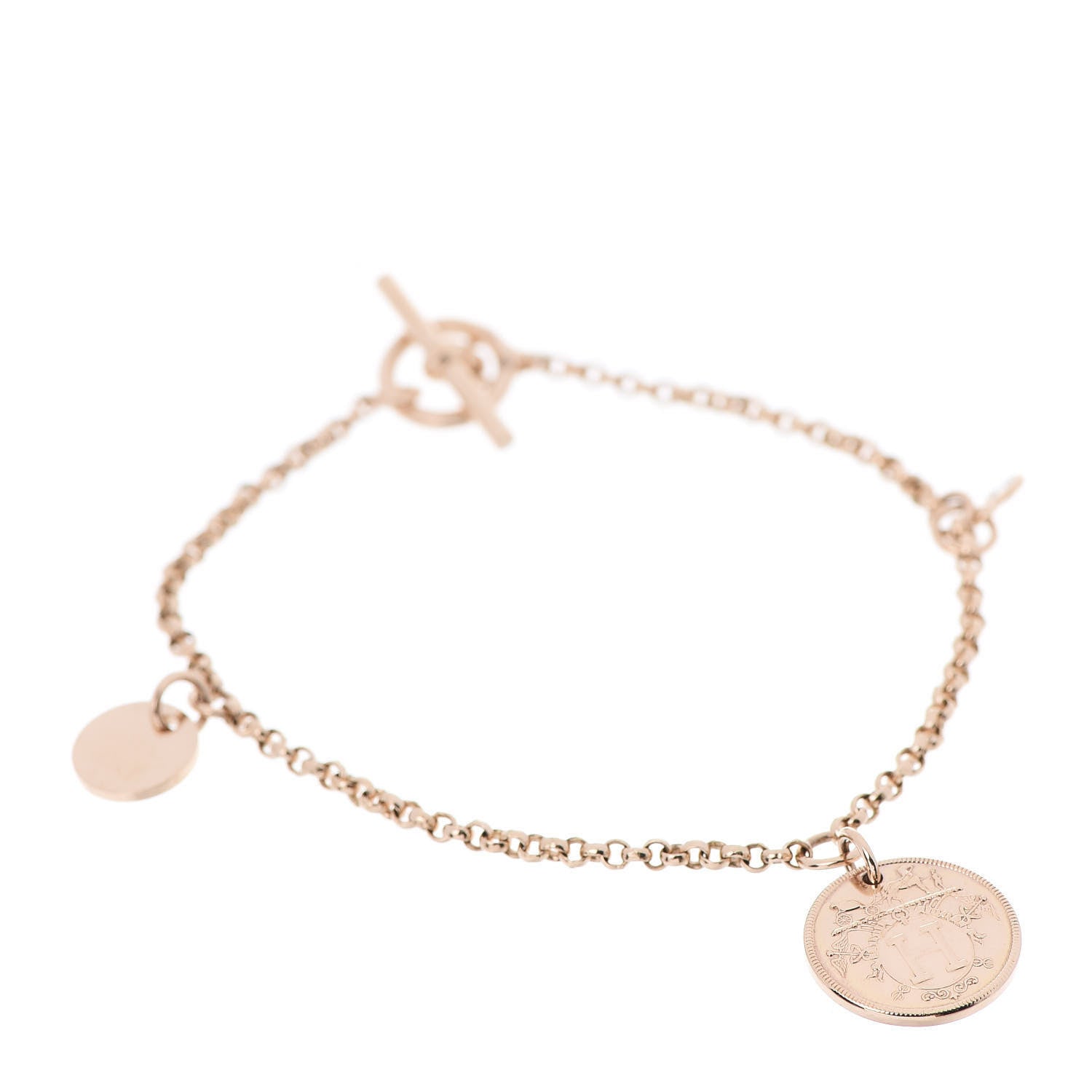 Hermes 18K Rose Gold Diamond PM Ex-Libris Bracelet SH 1 of 5