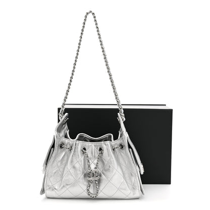 Chanel Metallic Caviar Quilted Mini Chanel 25 Handbag Silver 11 of 11