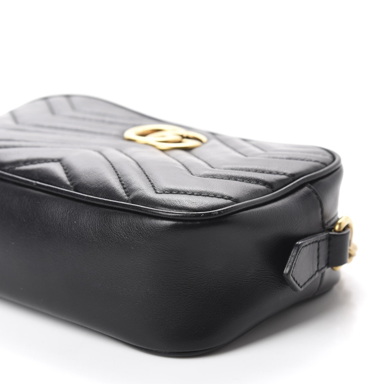 Gucci Calfskin Matelasse Mini GG Marmont Chain Shoulder Bag Black 7 of 11