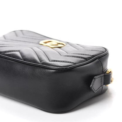 Gucci Calfskin Matelasse Mini GG Marmont Chain Shoulder Bag Black 7 of 11