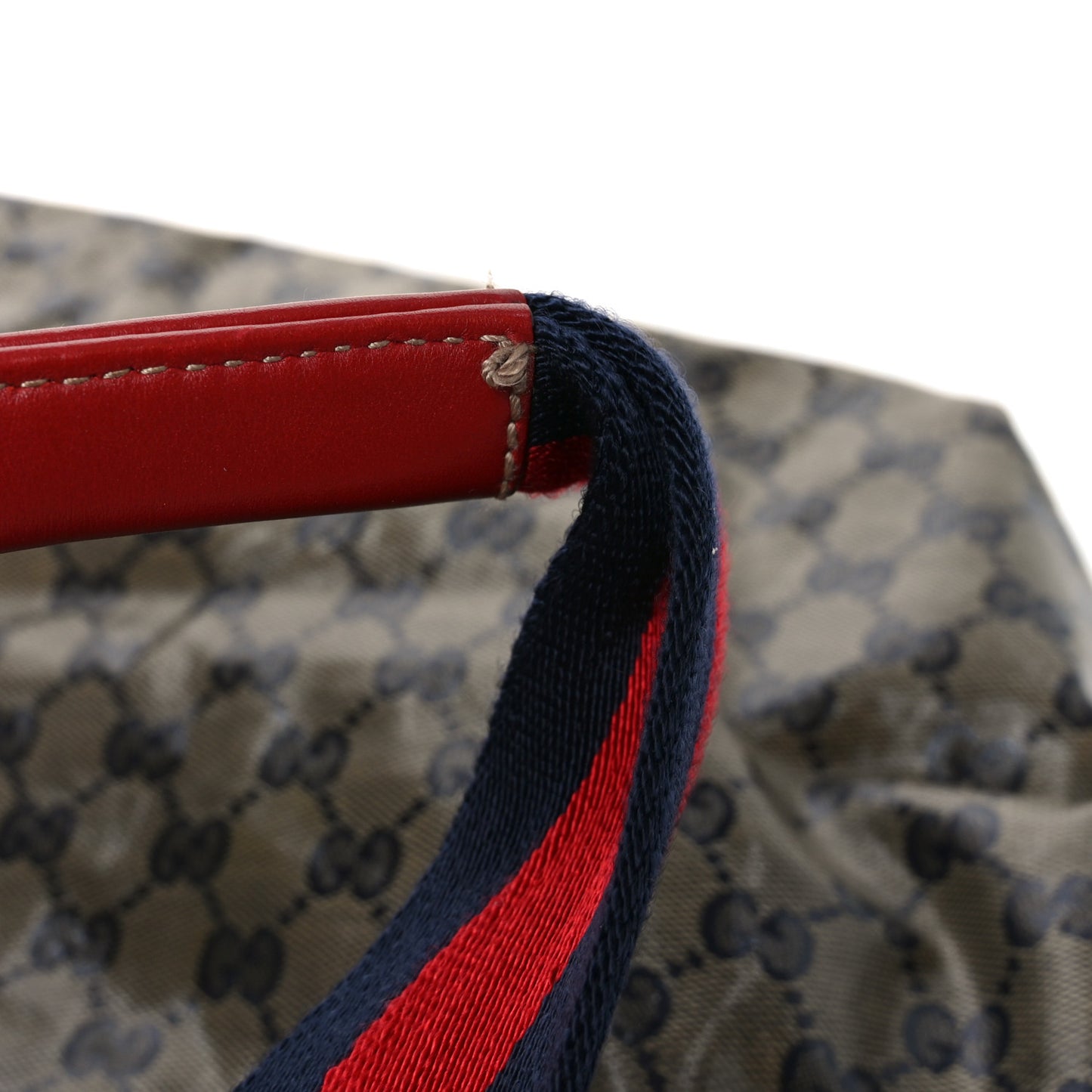 Crystal Monogram Large Web Handle Bucket Tote Red
