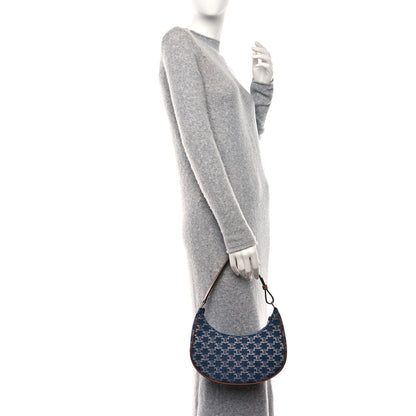 Celine Denim Triomphe Ava Shoulder Bag Blue 3 of 7