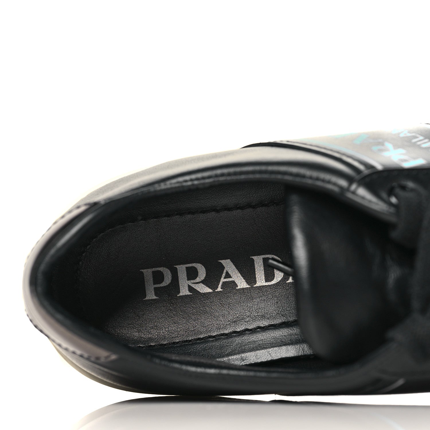 Prada Calfskin Low Top Sneakers 36 Black Blue 4 of 7