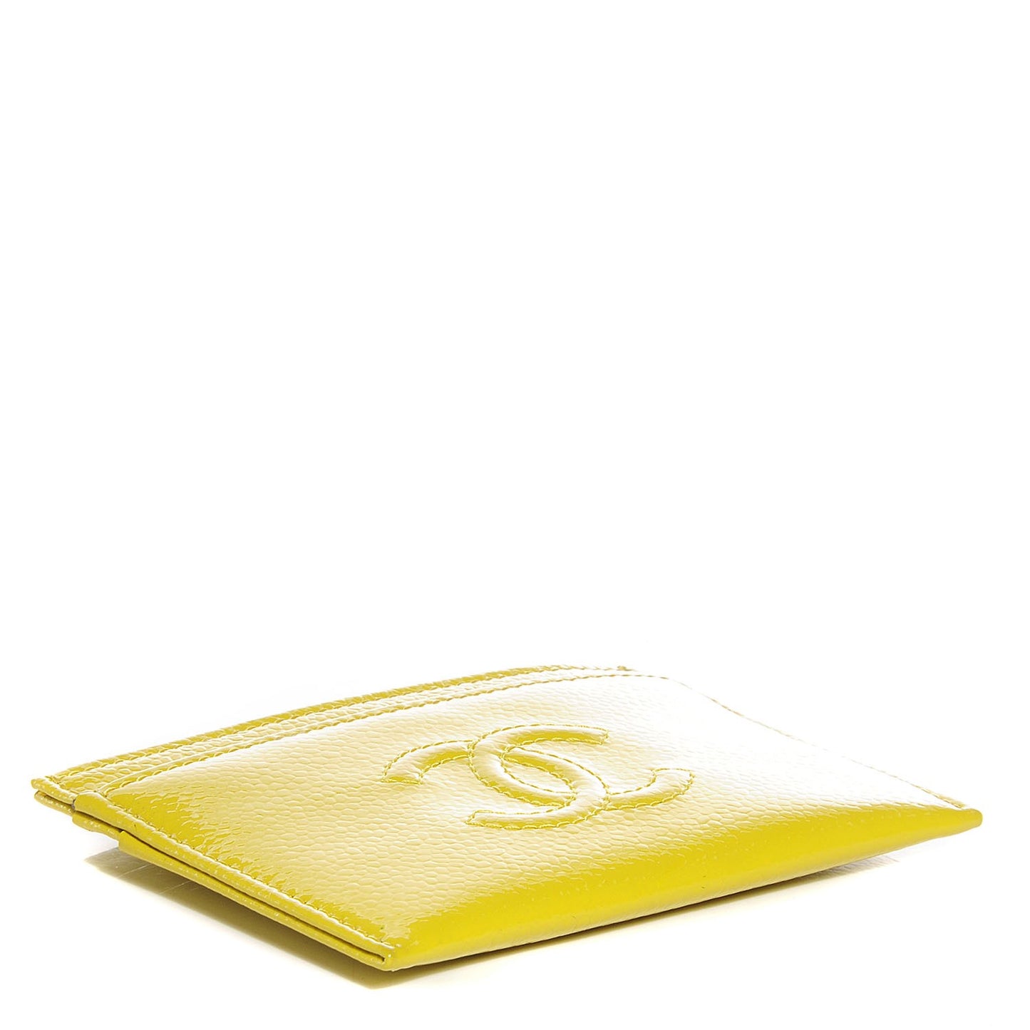 Patent Grained Calfskin Timeless CC Card Holder Yellow