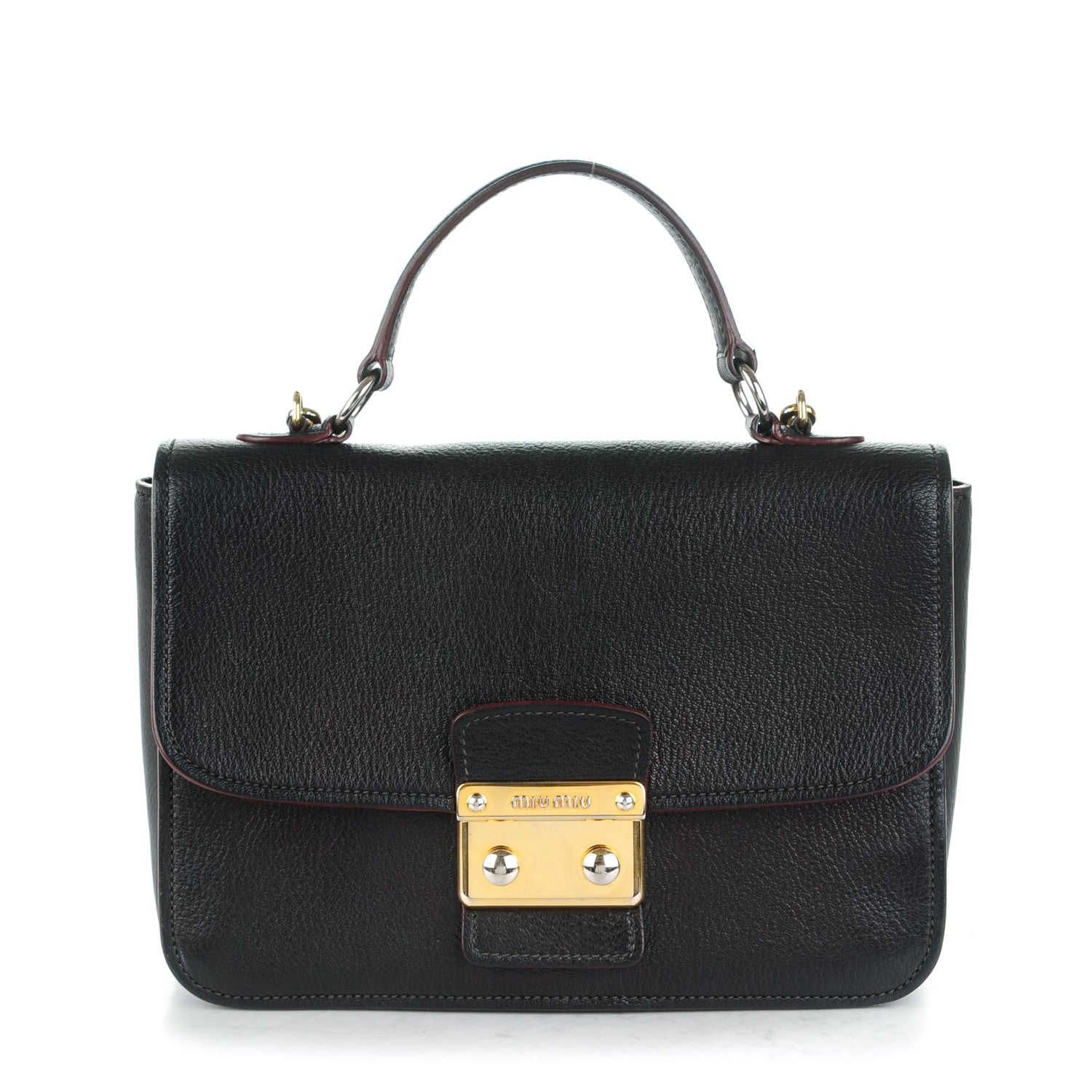 Miu Miu Goatskin Madras Shoulder Bag Nero Black 1 of 14
