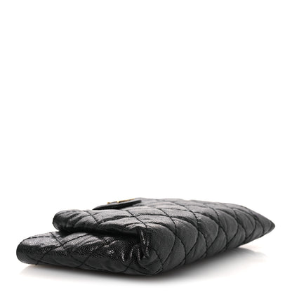 Chanel Crumpled Grained Calfskin Quilted Coco Pleats Clutch Black 4 of 12
