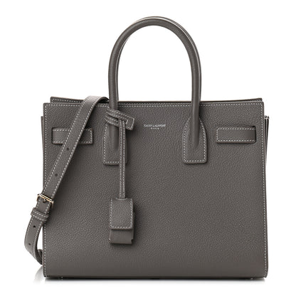 Saint Laurent Grained Calfskin Topstich Baby Sac De Jour Grey 1 of 10