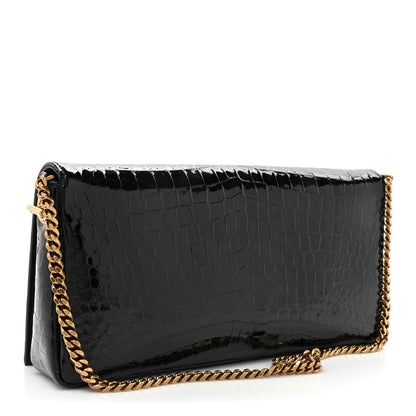 Saint Laurent Alligator Embossed Patent Leather Monogram Kate 99 Black 3 of 9