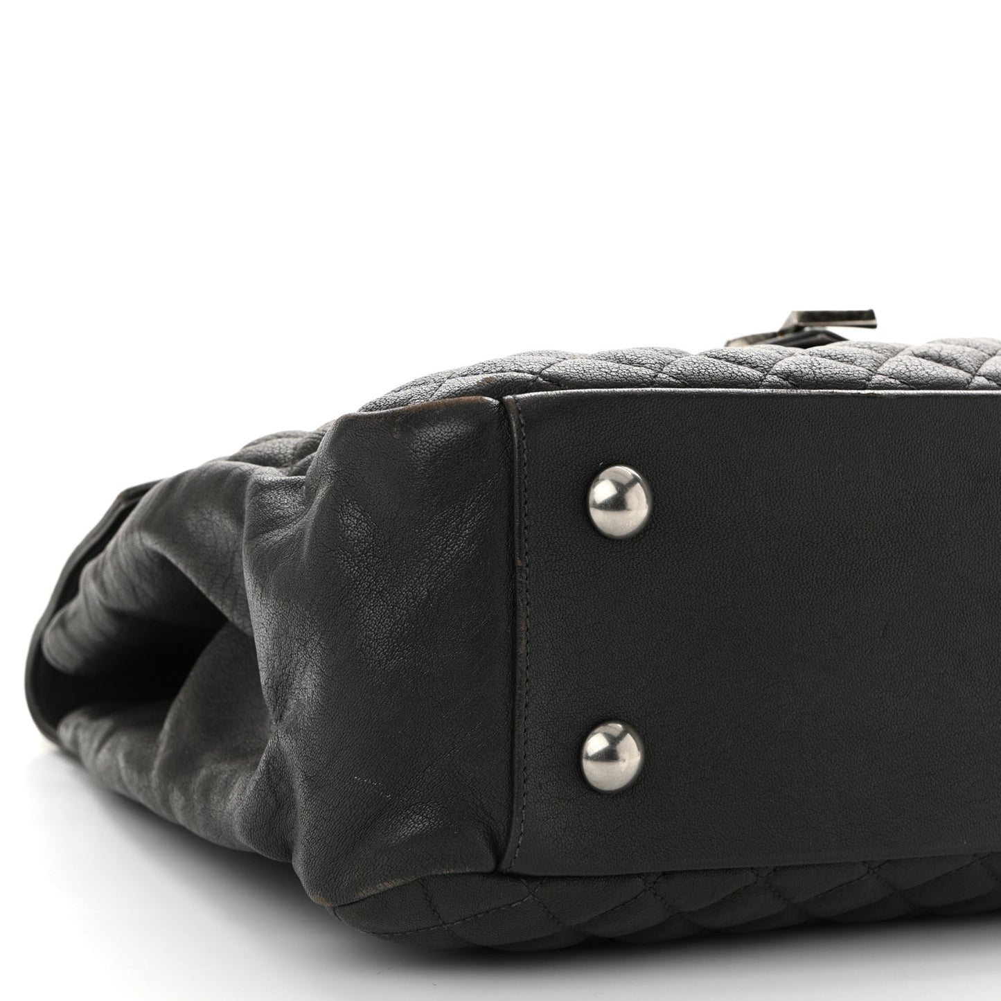 Sheepskin Tri-quilt Monogram Large College Satchel Asphalt