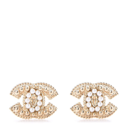 Chanel Pearl CC Earrings Gold 1 of 4