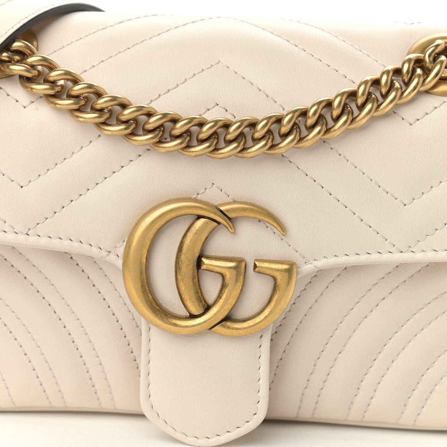 Gucci Calfskin Matelasse Mini GG Marmont Shoulder Bag White 8 of 11