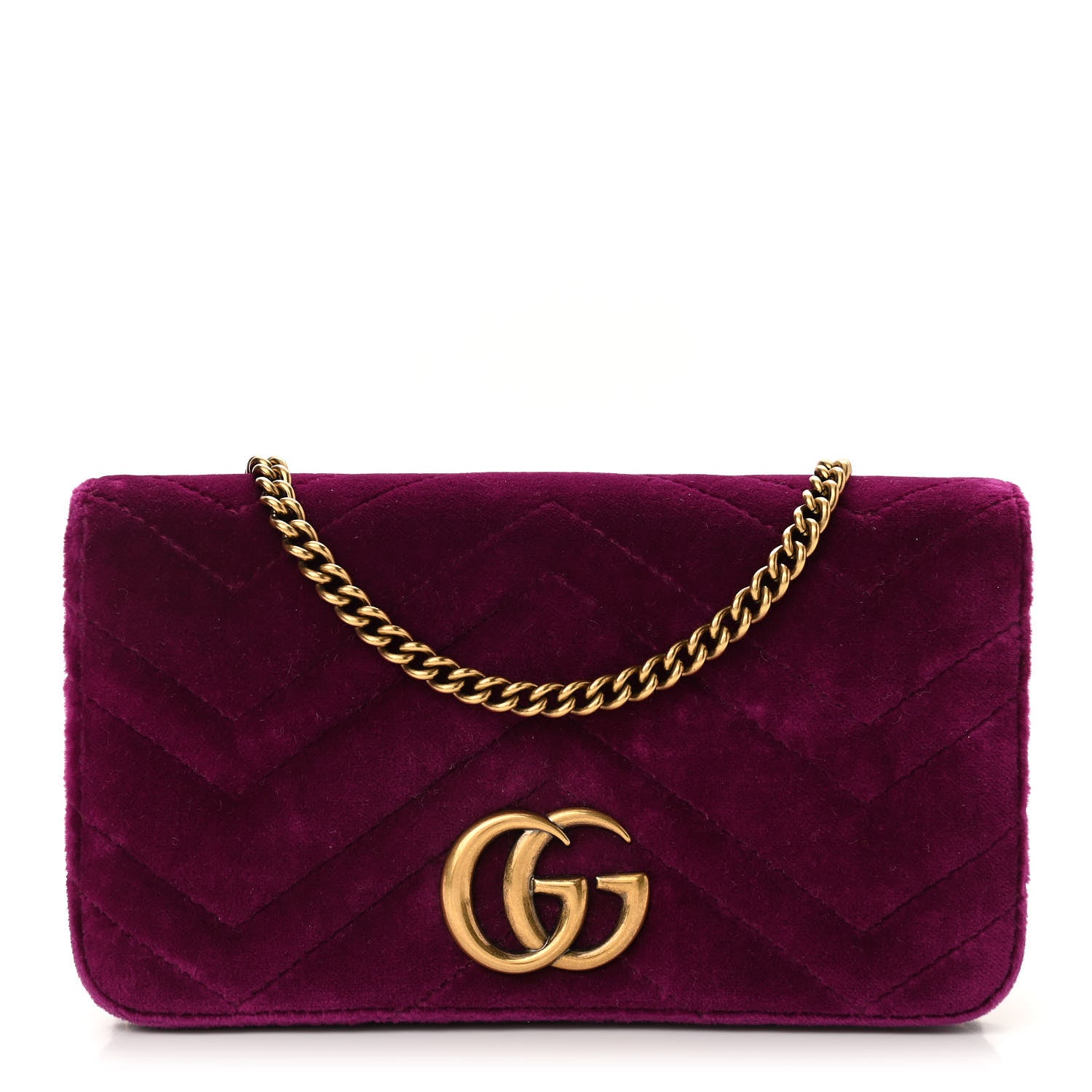 Gucci Velvet Matelasse GG Marmont Mini Bag Fuchsia Violet Cyclamen 1 of 11