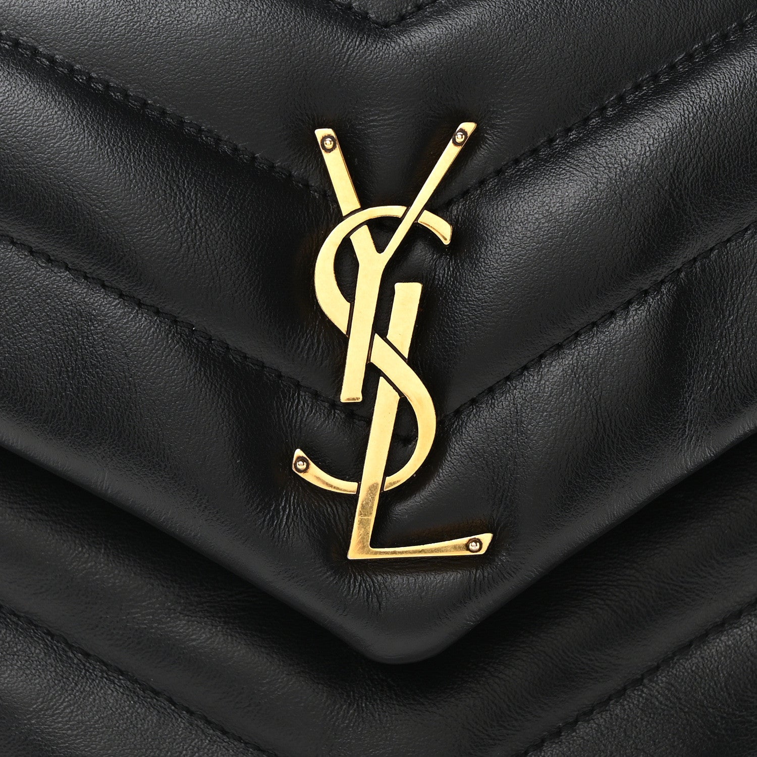 Saint Laurent Calfskin Y Quilted Monogram Small Loulou Chain Satchel Black 7 of 9