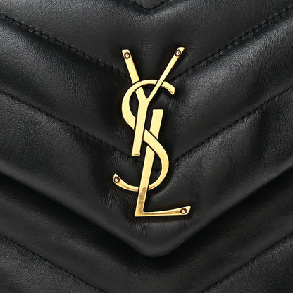 Saint Laurent Calfskin Y Quilted Monogram Small Loulou Chain Satchel Black 7 of 9