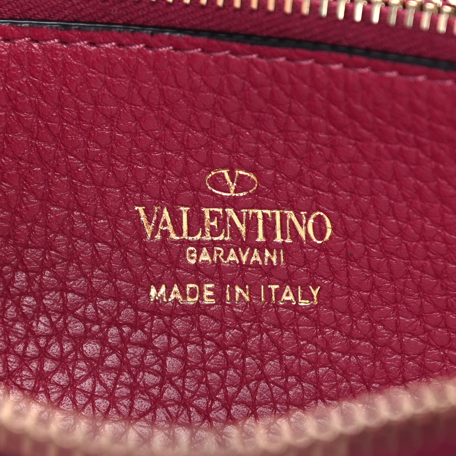 Valentino Garavani Pebbled Calfskin Rockstud Zip Around Wallet Raspberry 6 of 14