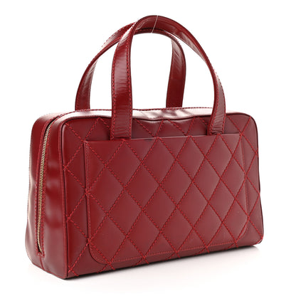 Chanel Calfskin Stitch Surpique Bowler Red 3 of 12
