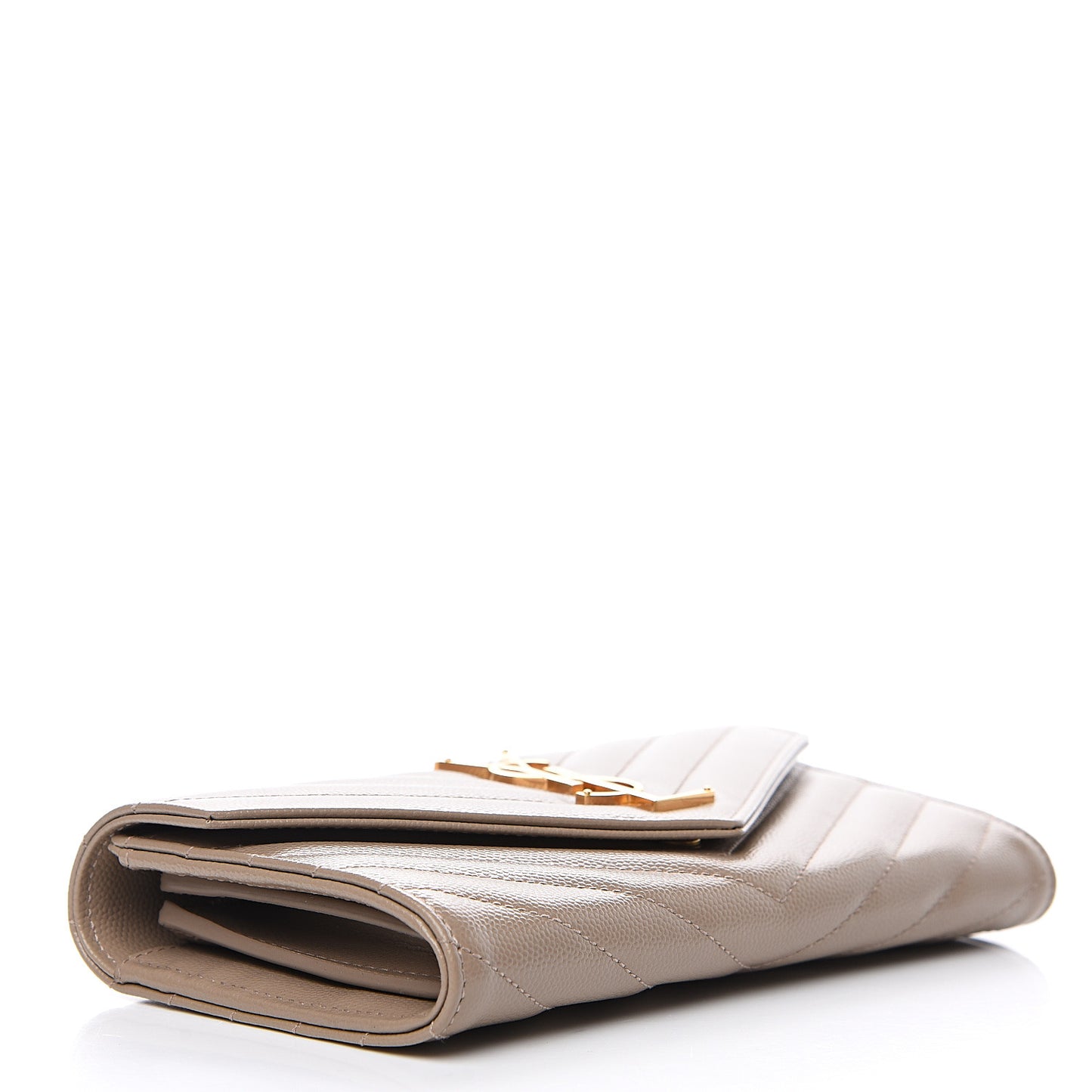 Grain De Poudre Matelasse Chevron Monogram Flap Wallet Taupe