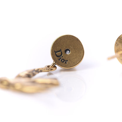 Christian Dior Metal Resin Le Printemps de Dior Earrings Aged Gold Pink 4 of 4