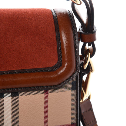 Burberry Haymarket Check Suede Brickfield Crossbody Brown 10 of 11