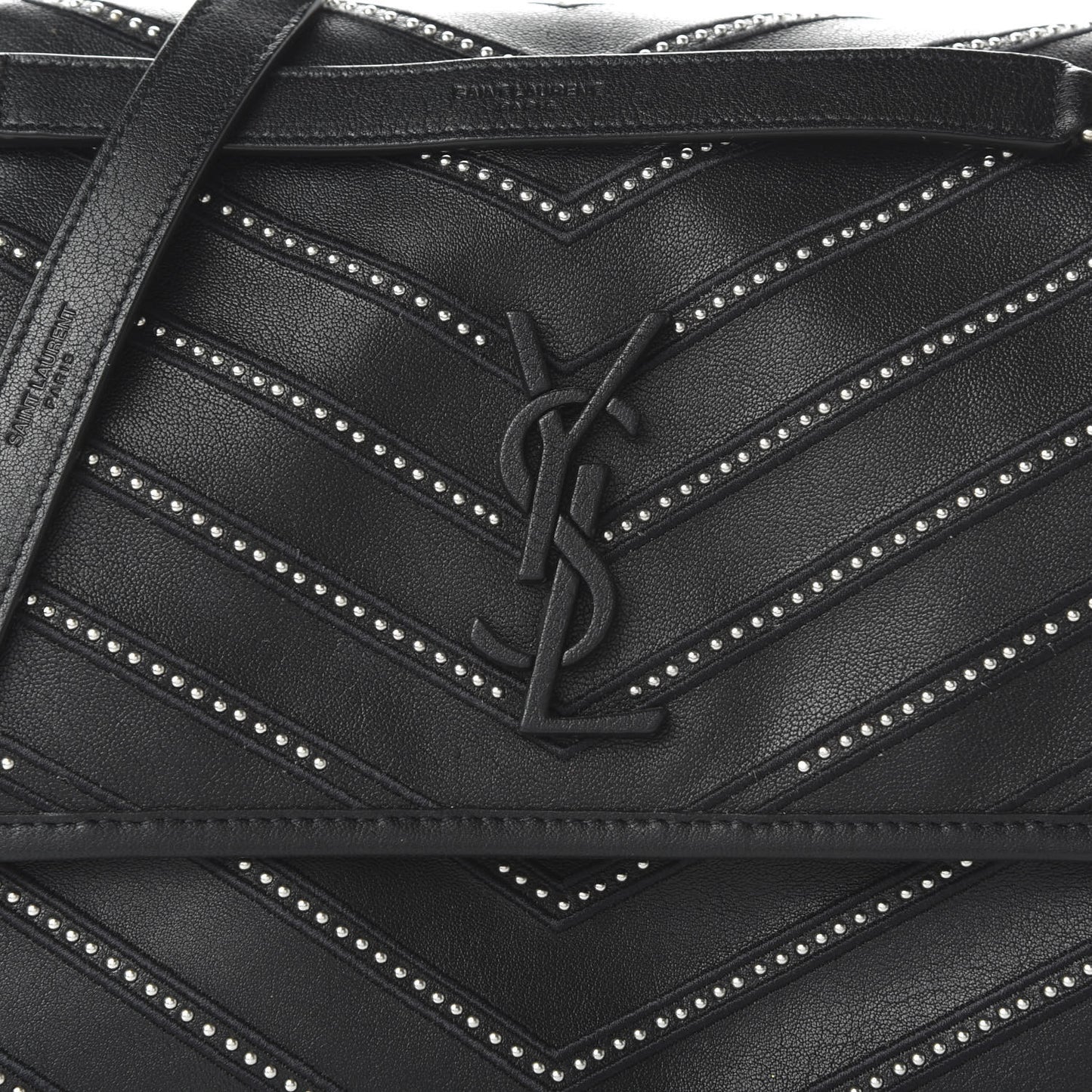 Lambskin Matelasse Monogram Microstud Medium Niki Chain Satchel Black