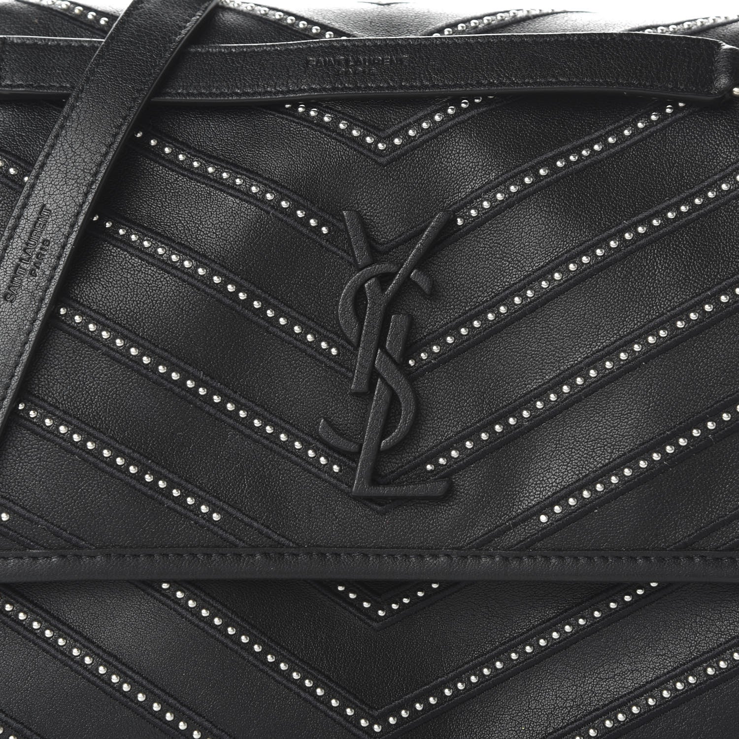 Saint Laurent Lambskin Matelasse Monogram Microstud Medium Niki Chain Satchel Black 9 of 9