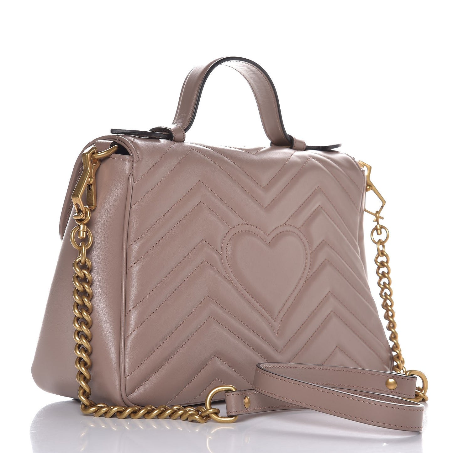 Calfskin Matelasse Small GG Marmont Top Handle Shoulder Bag Porcelain Rose