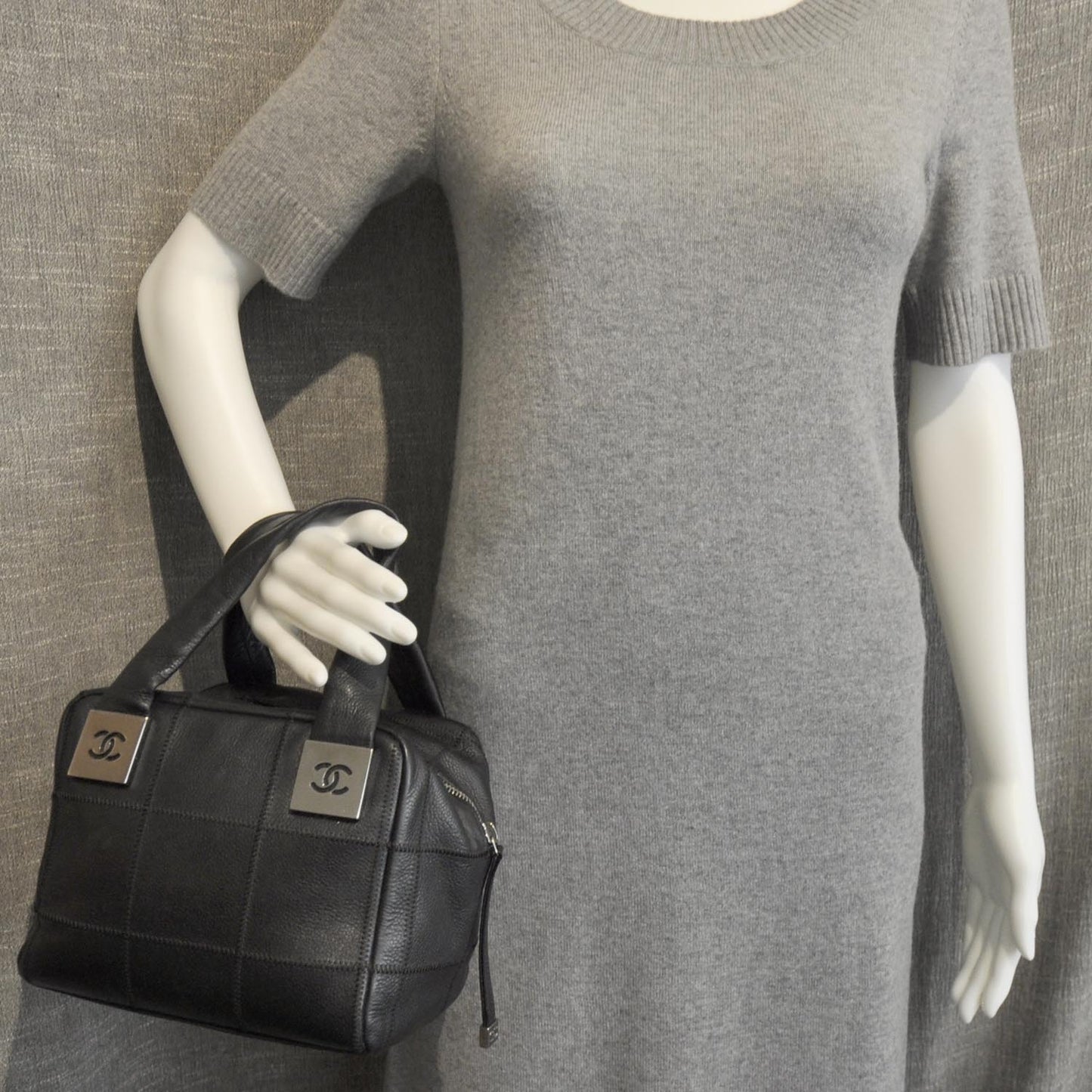 Caviar Square Stitched Small Handbag Black
