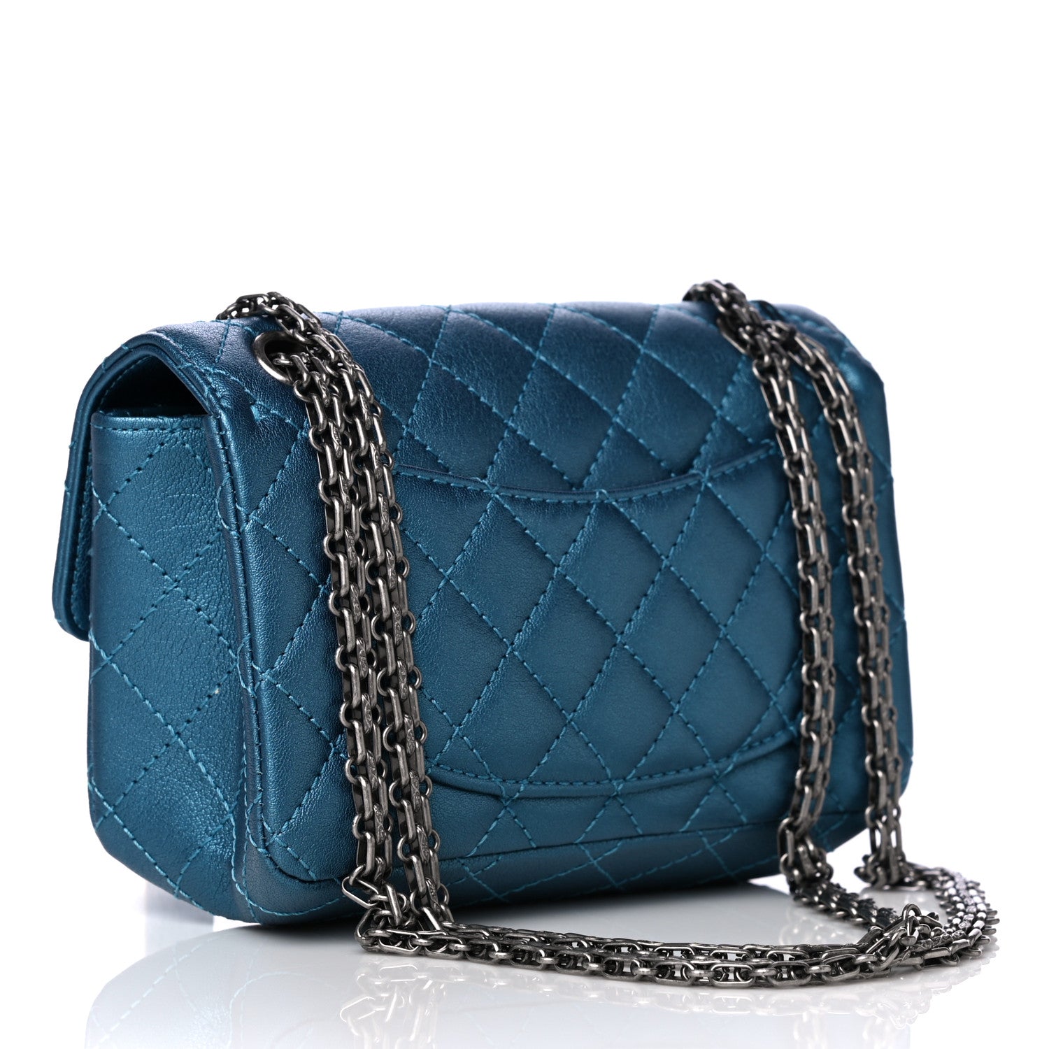 Chanel Metallic Sheepskin Quilted 2.55 Reissue Mini Flap Blue 3 of 10