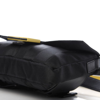 Fendi Recycled Nylon Vitello Grace Light Pequin Logo Puffer Belt Baguette Bag Black Sunflower 7 of 9