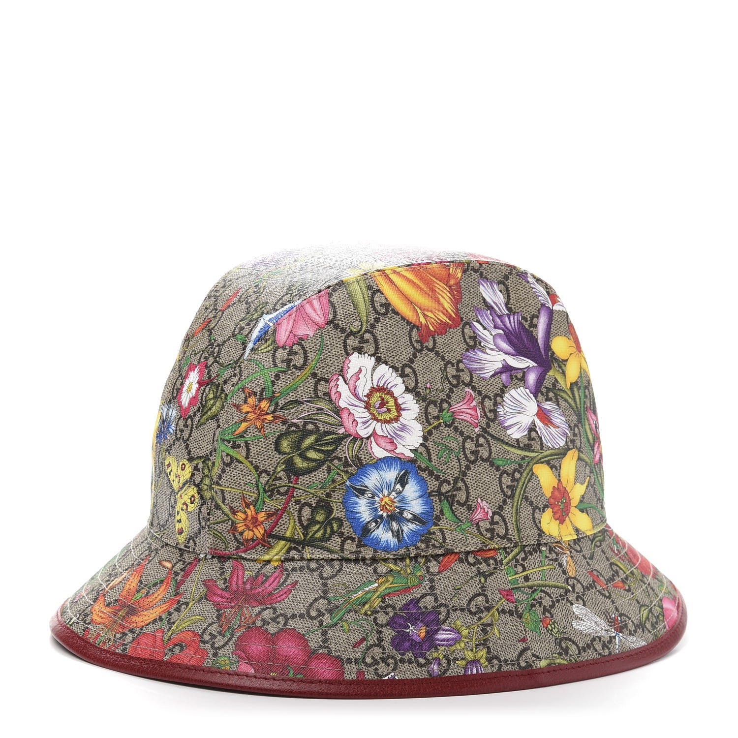 Gucci GG Supreme Monogram Flora Fedora Hat L Red 1 of 9