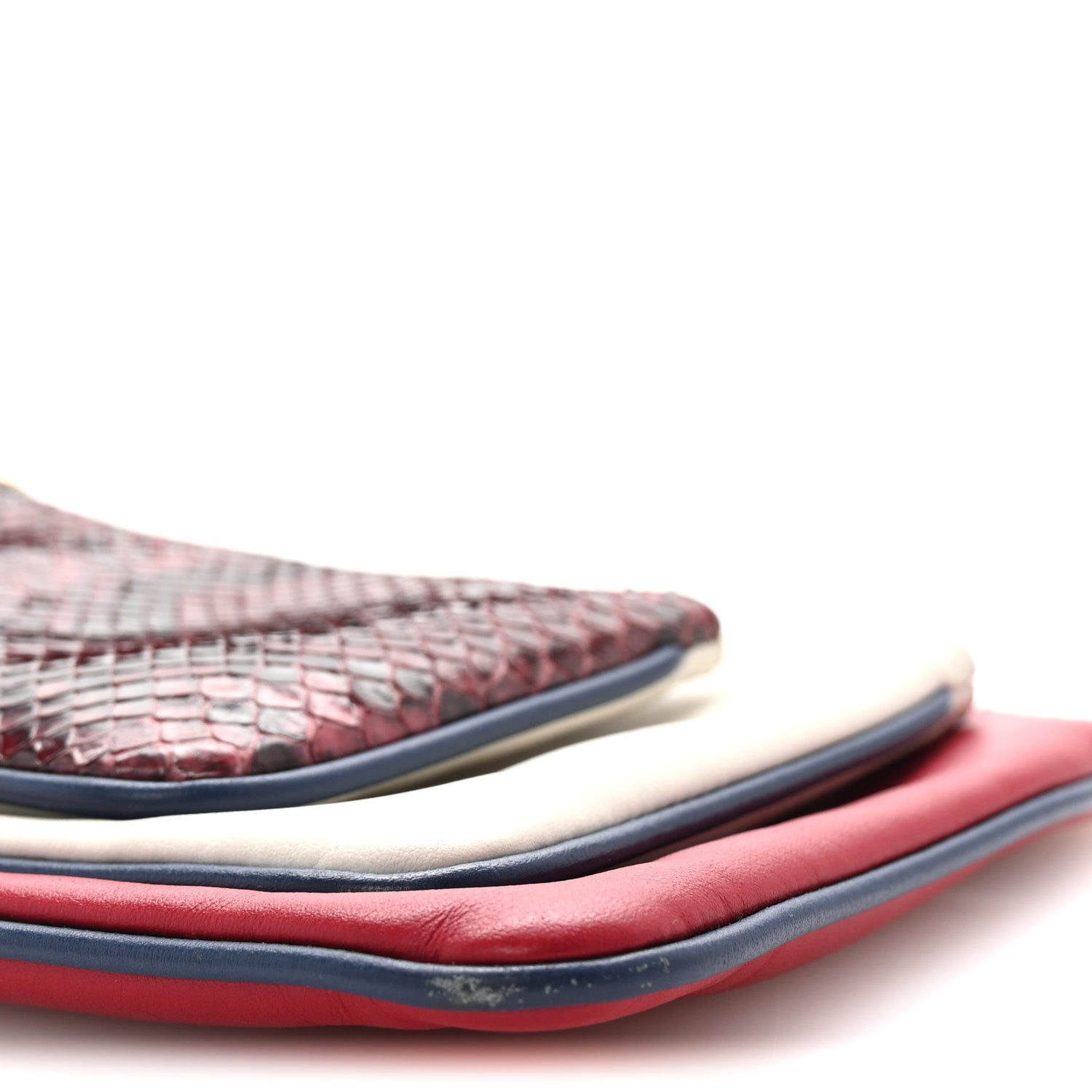 Fendi Calfskin Snakeskin F is Fendi Triplette Pouch Set Red Multicolor 10 of 10