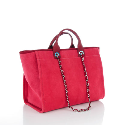 Chanel Canvas Large Deauville Tote Red 3 of 7