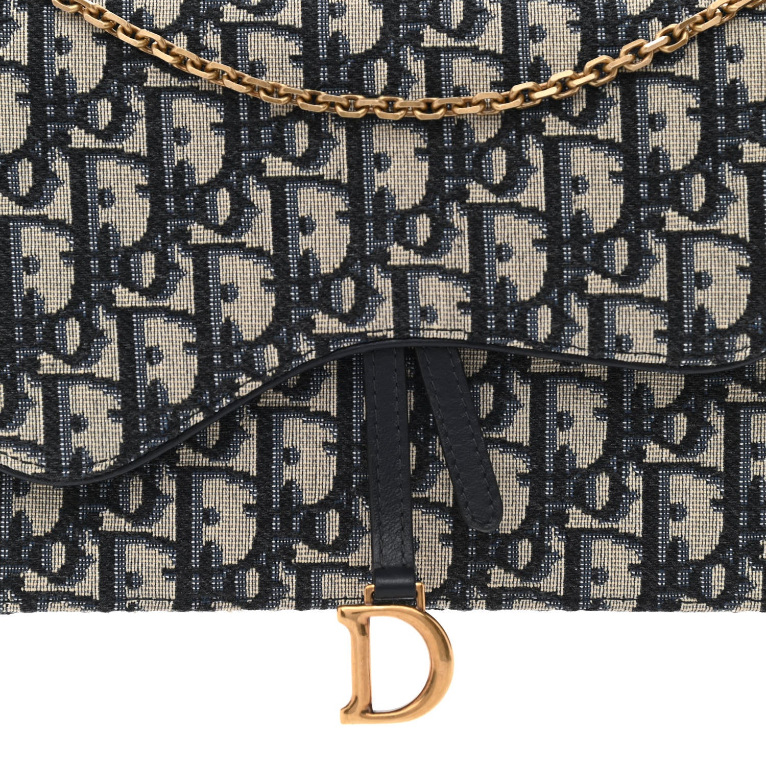 Christian Dior Oblique Saddle Chain Pouch Blue 8 of 10