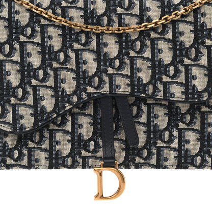Christian Dior Oblique Saddle Chain Pouch Blue 8 of 10