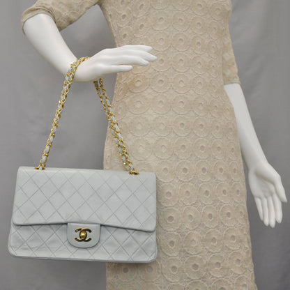 Chanel Lambskin Quilted Medium Double Flap Light Blue 2 of 10