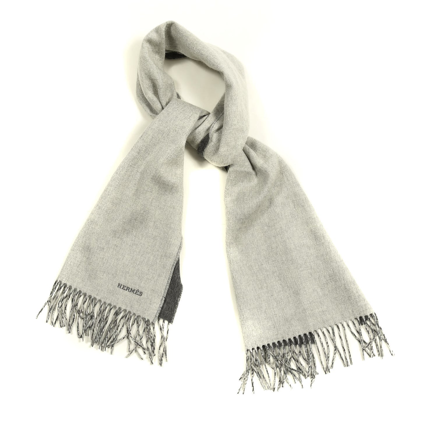 Cashmere Recto Verso Muffler Gris Clair Chiné Flanelle