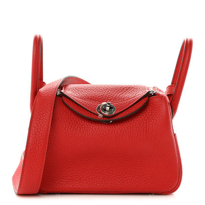 Hermes Taurillon Clemence Mini Lindy 20 Rouge Radieux 1 of 11