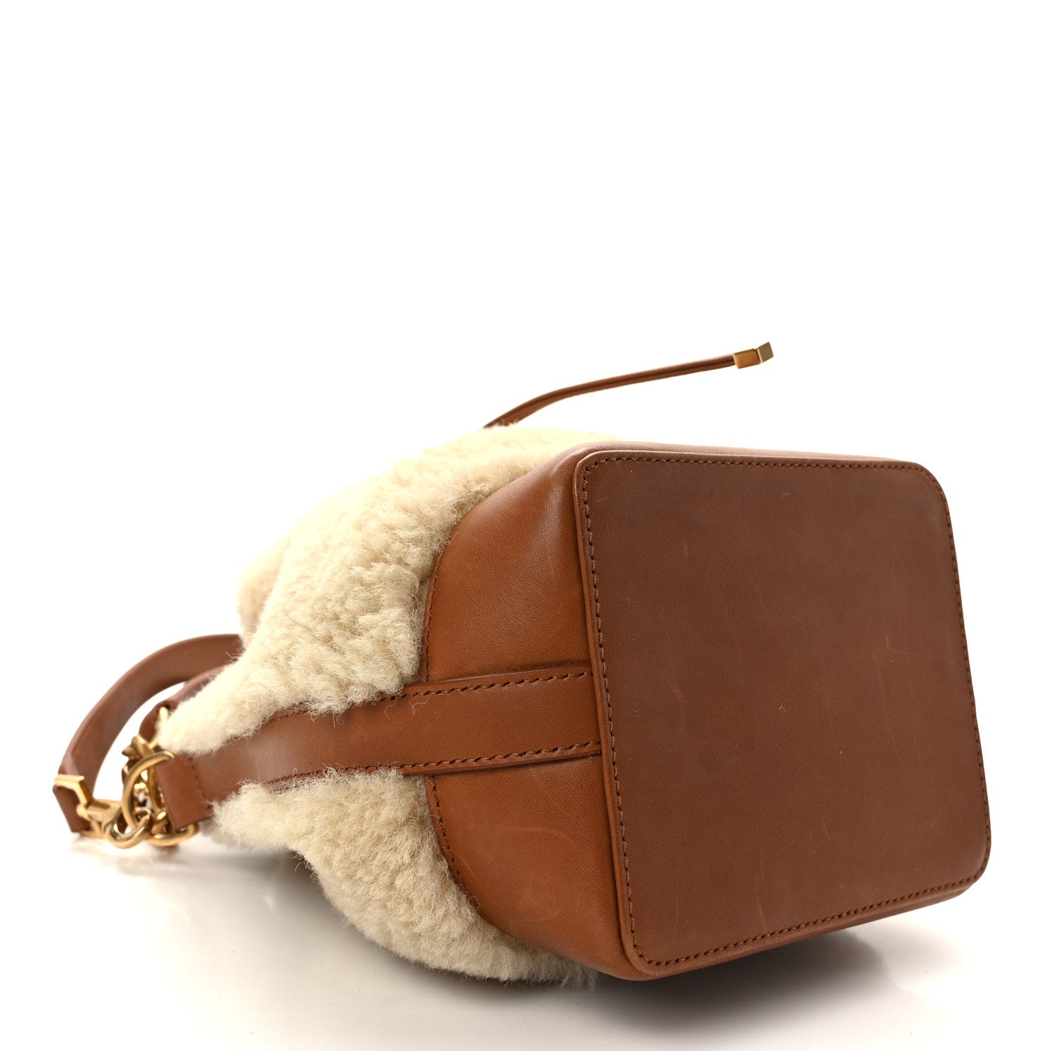 Saint Laurent Shearling Calfskin Small Emmanuelle Bucket Bag Natural Beige Brick 4 of 13