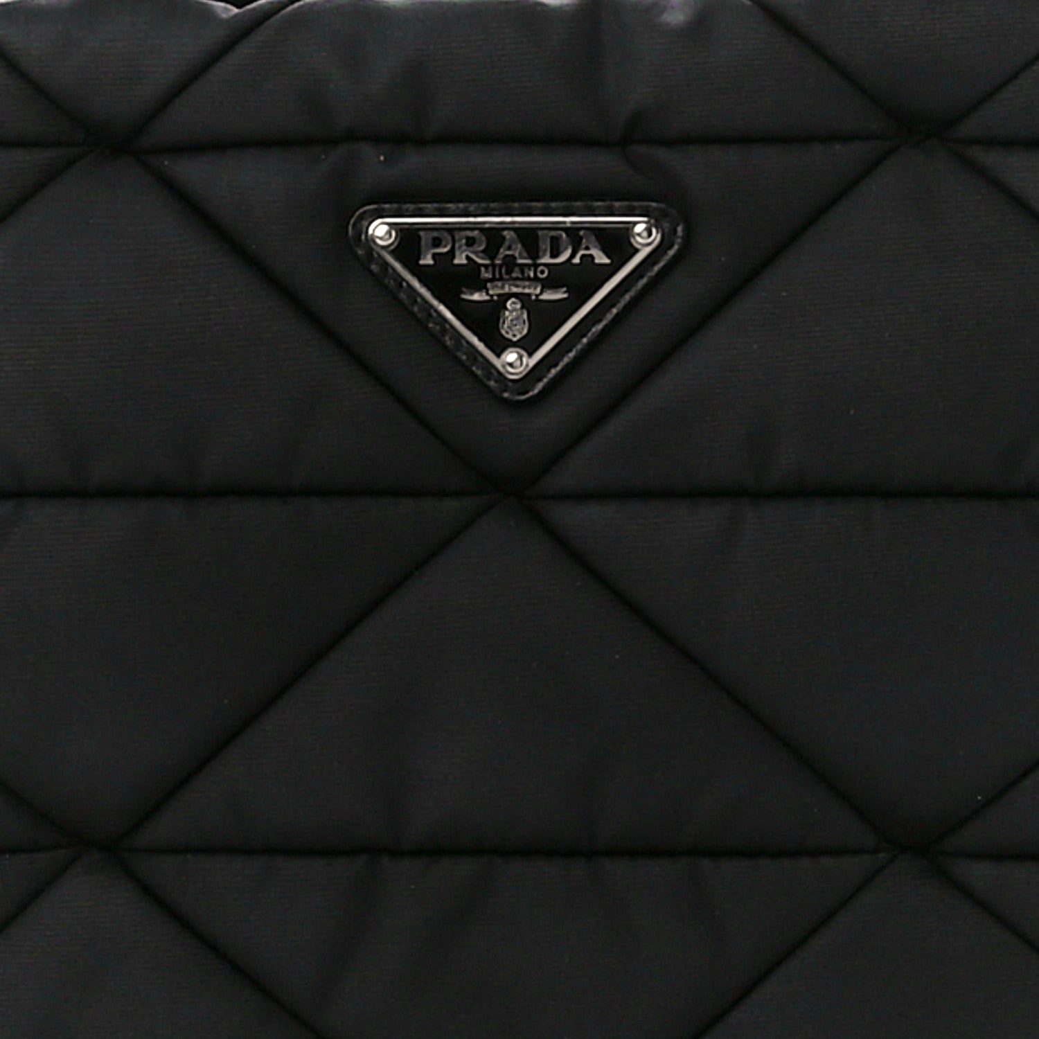 Prada Re-Nylon Nappa Triangle Quilted Padded Double Handled Zip Pocket Tote Black 11 of 13