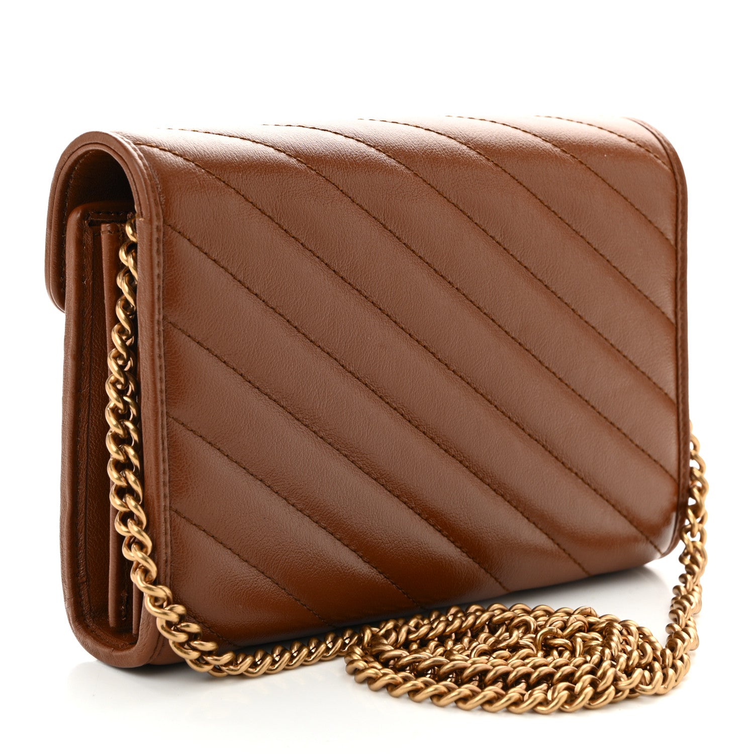 Gucci Azalea Calfskin Matelasse Diagonal GG Marmont Chain Wallet Cuir 2 of 9