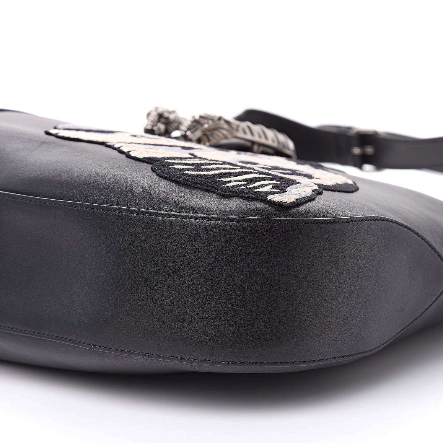 Gucci Calfskin Dog Embroidered Extra Large Dionysus Hobo Black 9 of 13