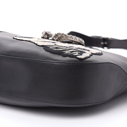 Gucci Calfskin Dog Embroidered Extra Large Dionysus Hobo Black 9 of 13