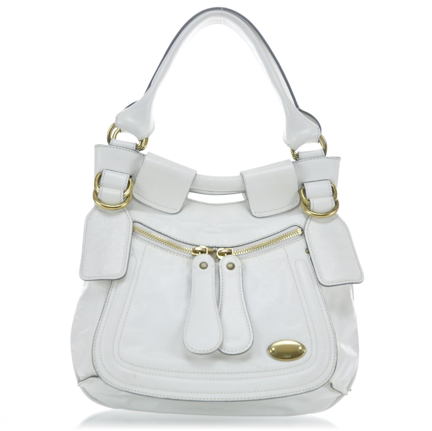 Chloe Leather Bay Tote White 1 of 9