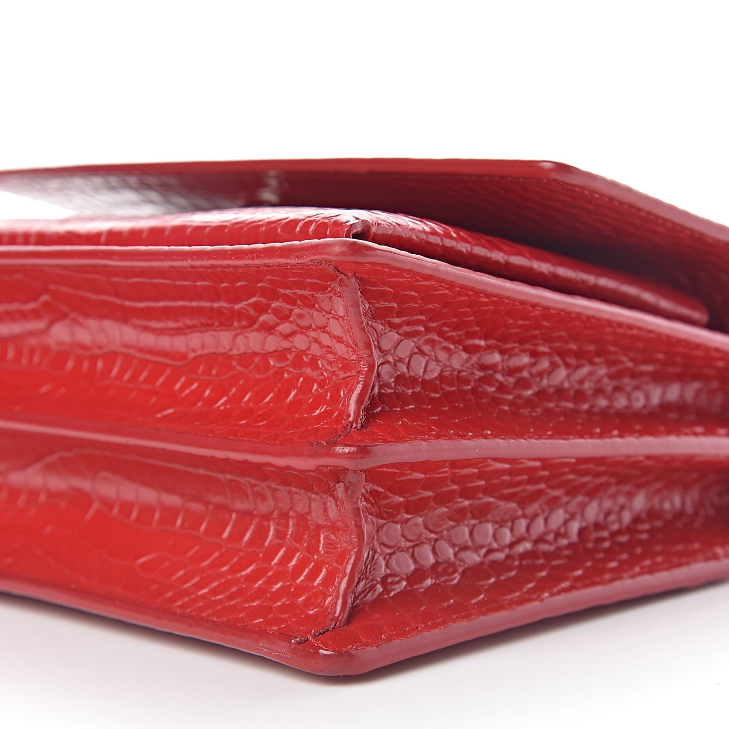 Calfskin Crocodile Embossed Medium Monogram Sunset Rouge Eros