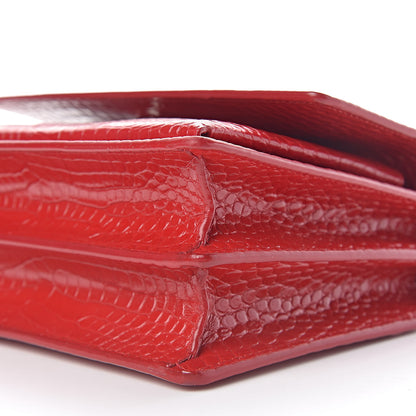 Saint Laurent Calfskin Crocodile Embossed Medium Monogram Sunset Rouge Eros 10 of 12