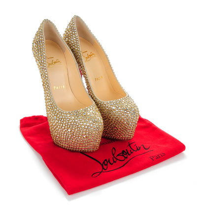 Christian Louboutin Crystal Suede Burma Daffodile Strass 160 Pumps 35.5 Gold 8 of 8